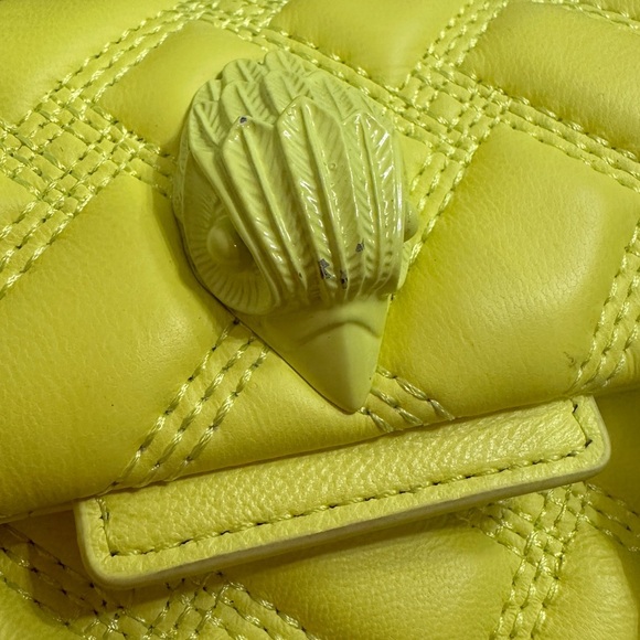 KURT GEIGER LONDON Kensington Drench Mini Leather Shoulder Bag Bright Lemon Neon - Picture 7 of 16